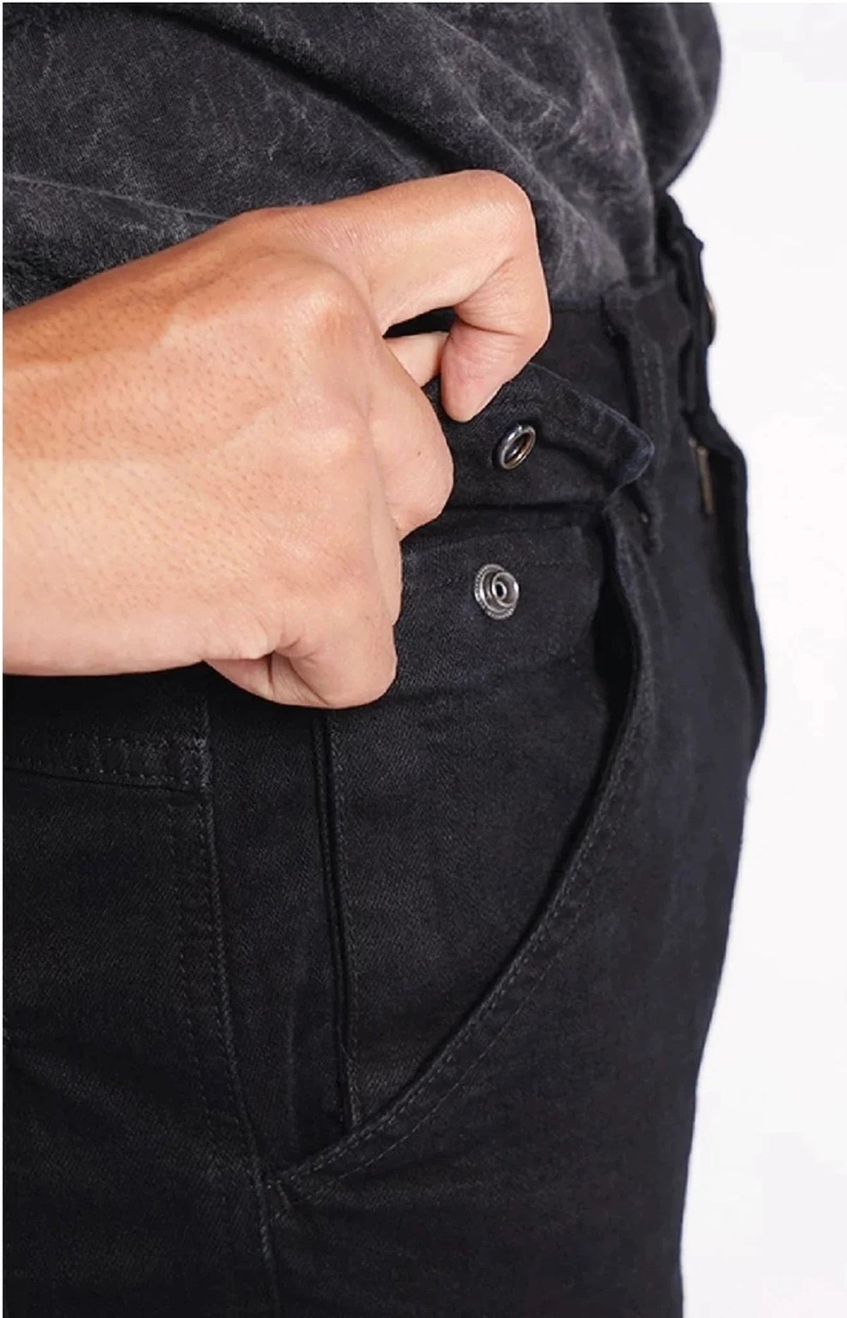 Detail Reacher Broek New-York garment dyed Zwart Heren