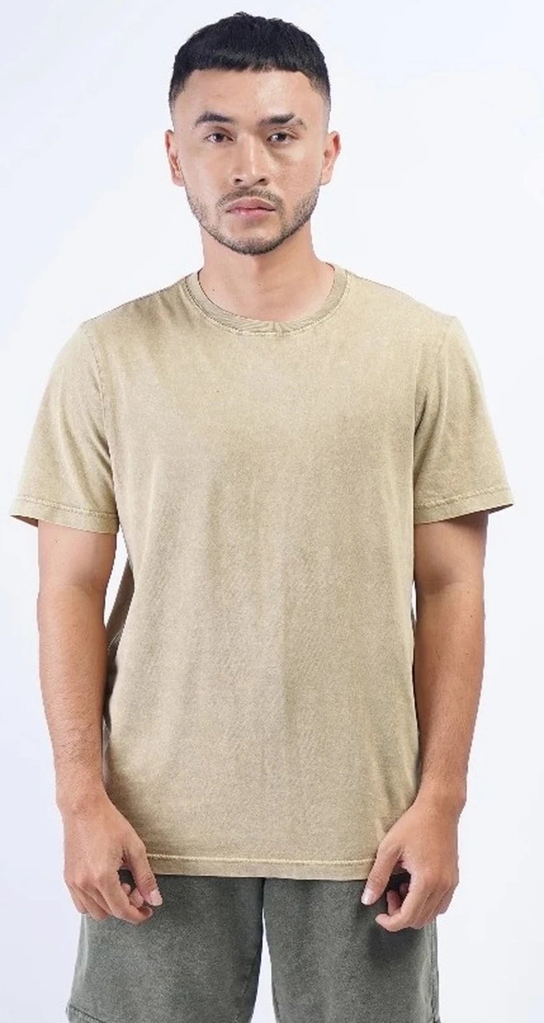 Reacher Paris T-shirt garment dyed Zand heren