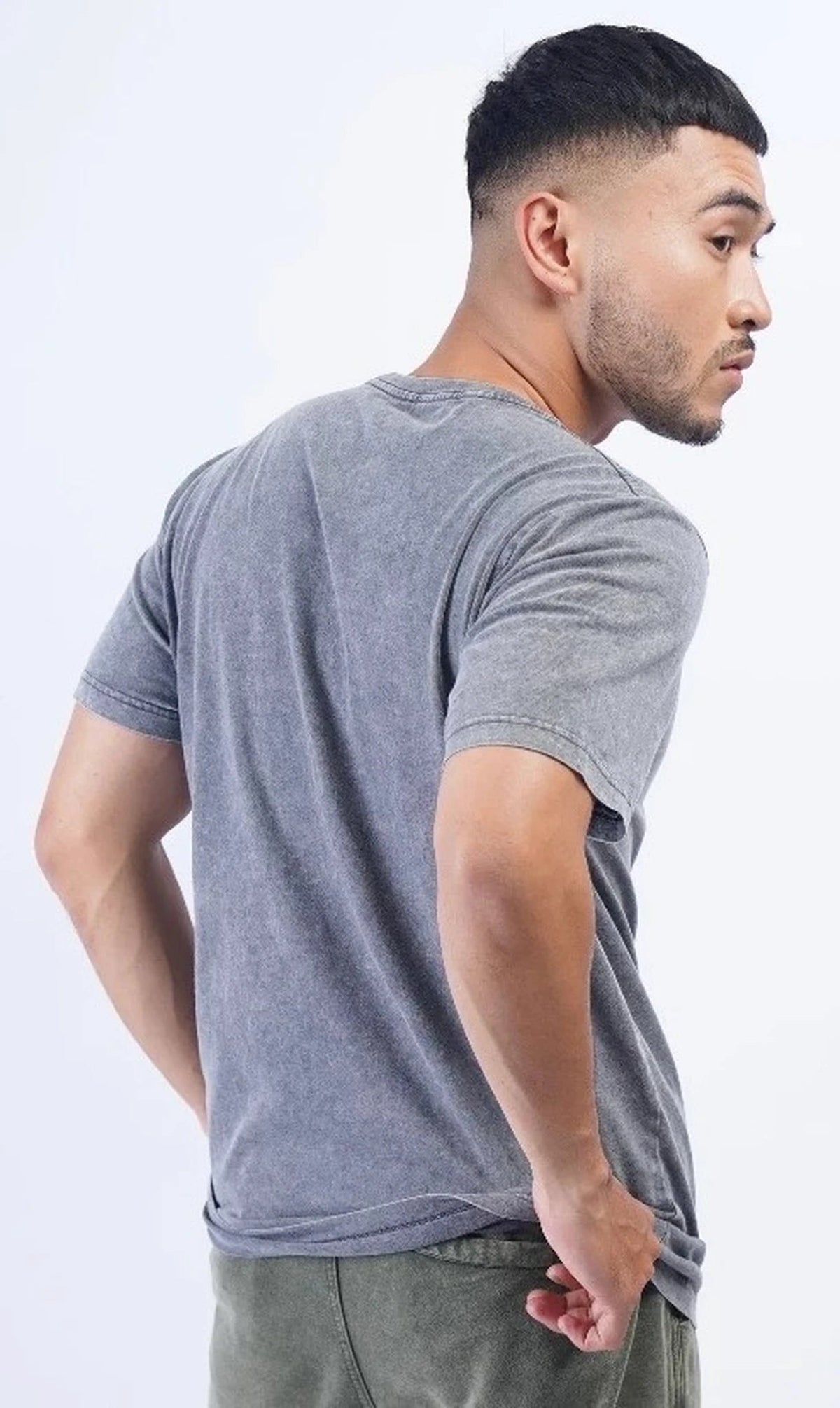 Reacher Paris T-shirt garment dyed Grijs Heren