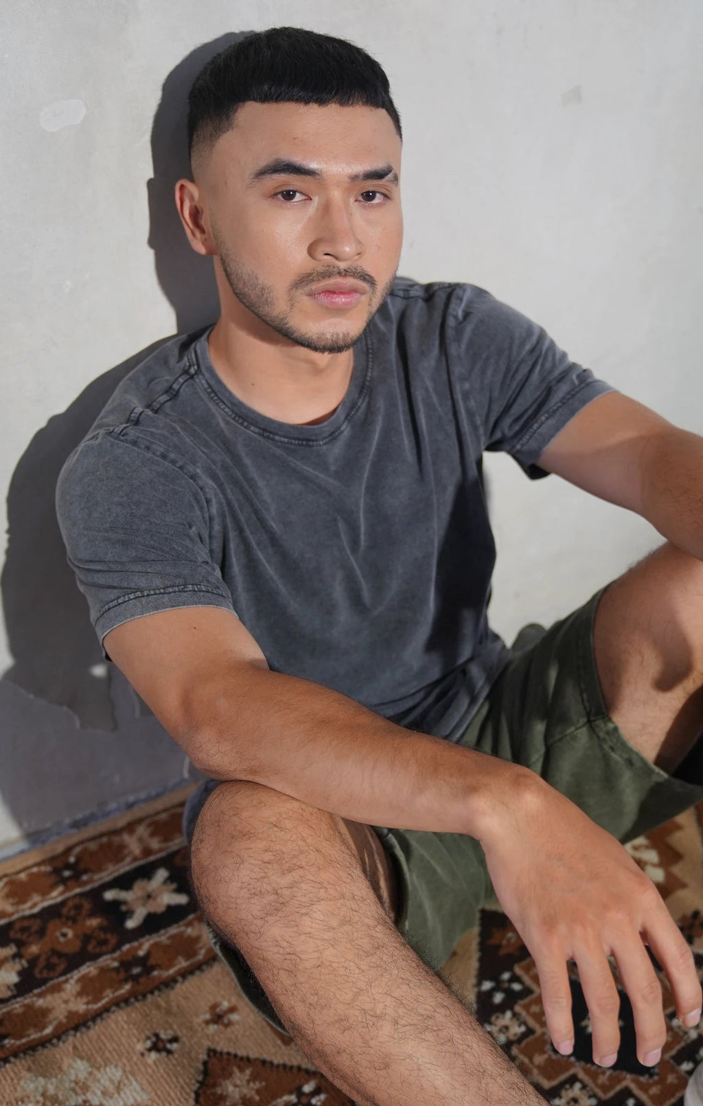 Reacher Paris T-shirt garment dyed Zwart Heren